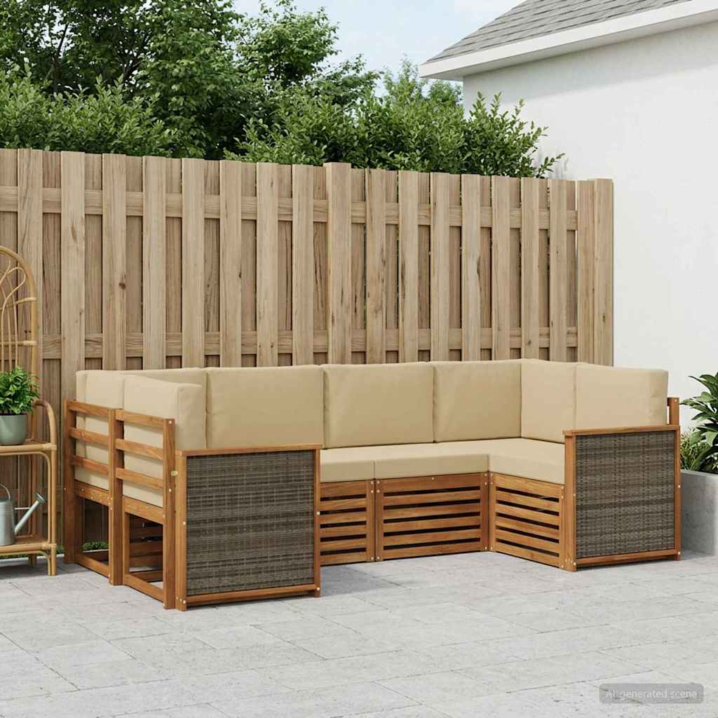 Outdoor-Sofagarnitur 5 stk. Natur