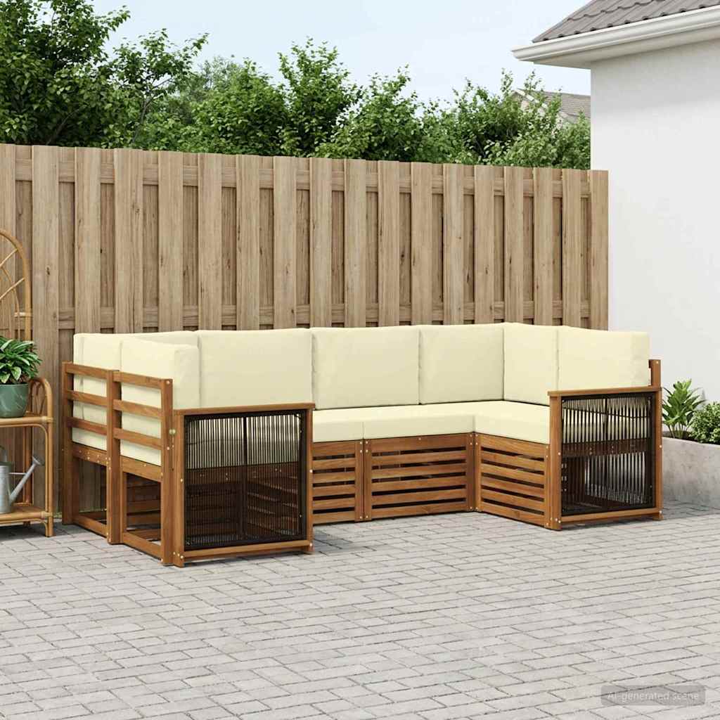 Outdoor-Sofagarnitur 5 stk. Natur und Creme