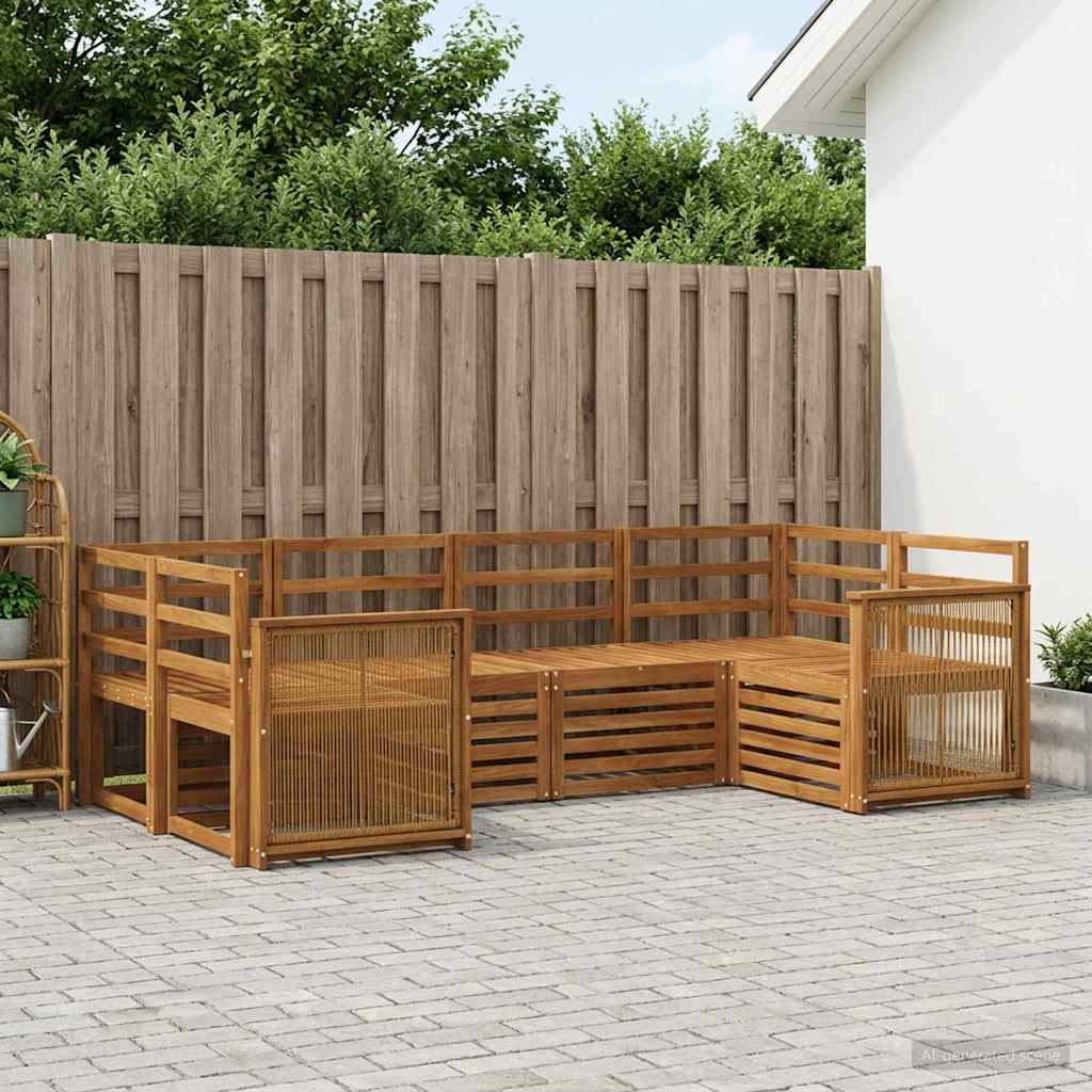 Outdoor-Sofagarnitur 5 stk. Natur Massivholz Akazie