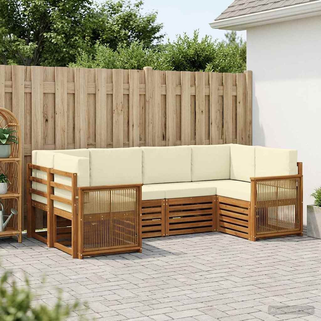 Outdoor-Sofagarnitur 5 stk. Natur und Creme
