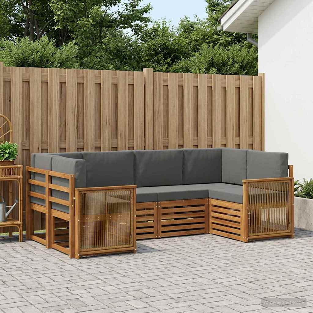 Outdoor-Sofagarnitur 5 stk. Natur und Anthrazit