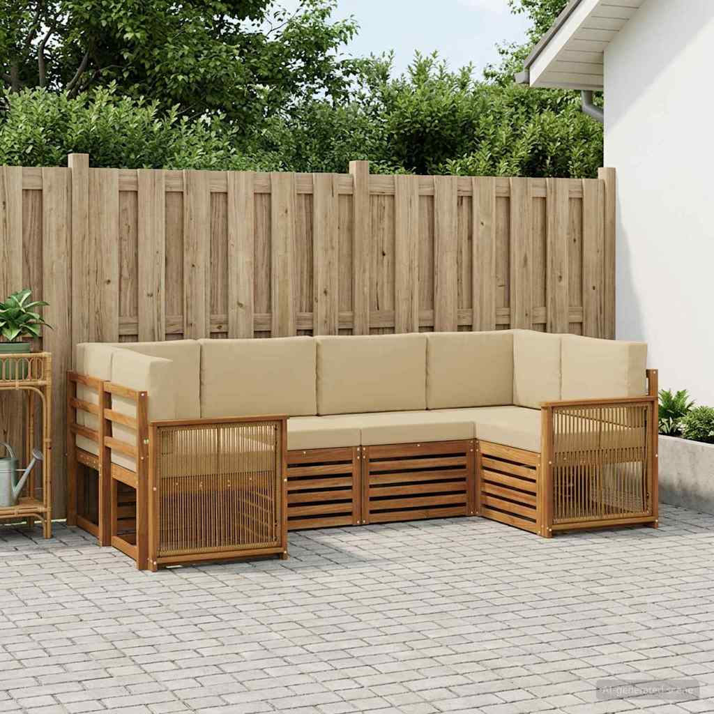 Outdoor-Sofagarnitur 5 stk. Natur