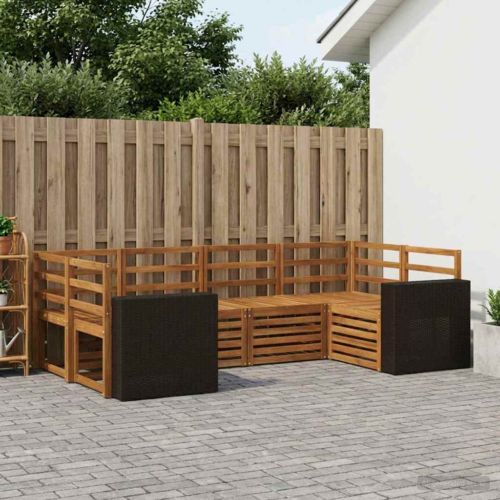 Outdoor-Sofagarnitur 6 stk. Natur Massivholz Akazie
