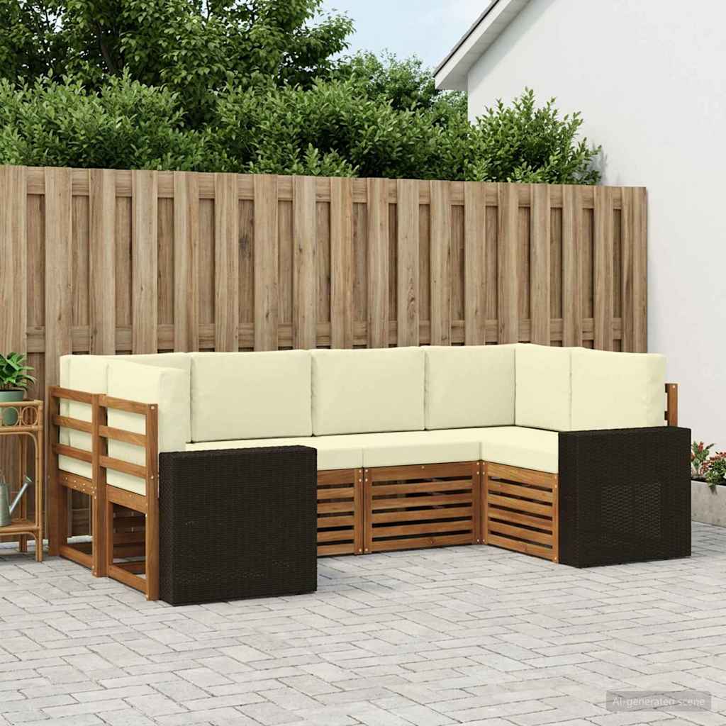 Outdoor-Sofagarnitur 6 stk. Natur und Creme Polyester