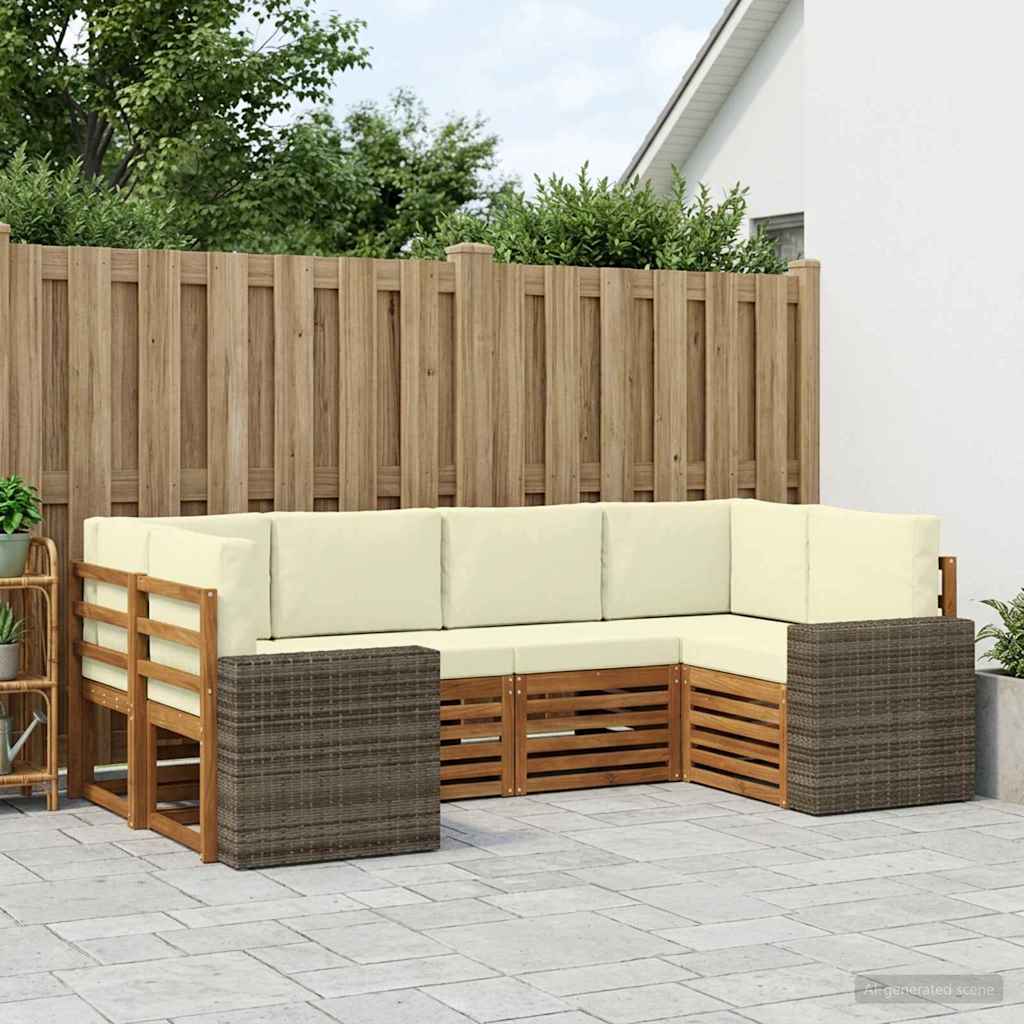 Outdoor-Sofagarnitur 6 stk. Natur und Creme Polyester