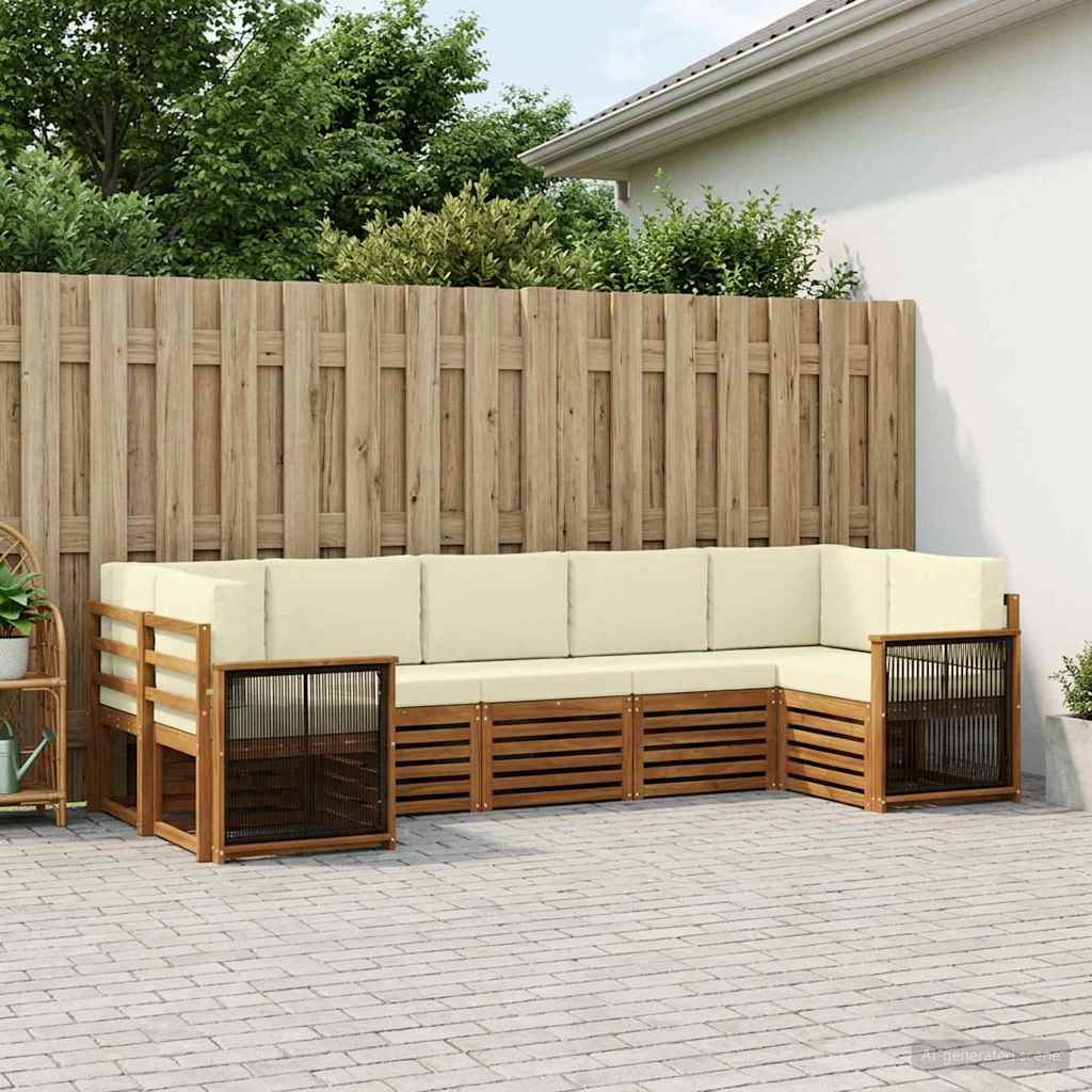 Outdoor-Sofagarnitur 6 stk. Natur und Creme