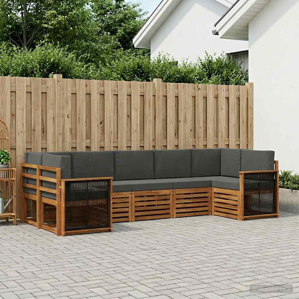 Outdoor-Sofagarnitur 6 stk. Natur und Anthrazit