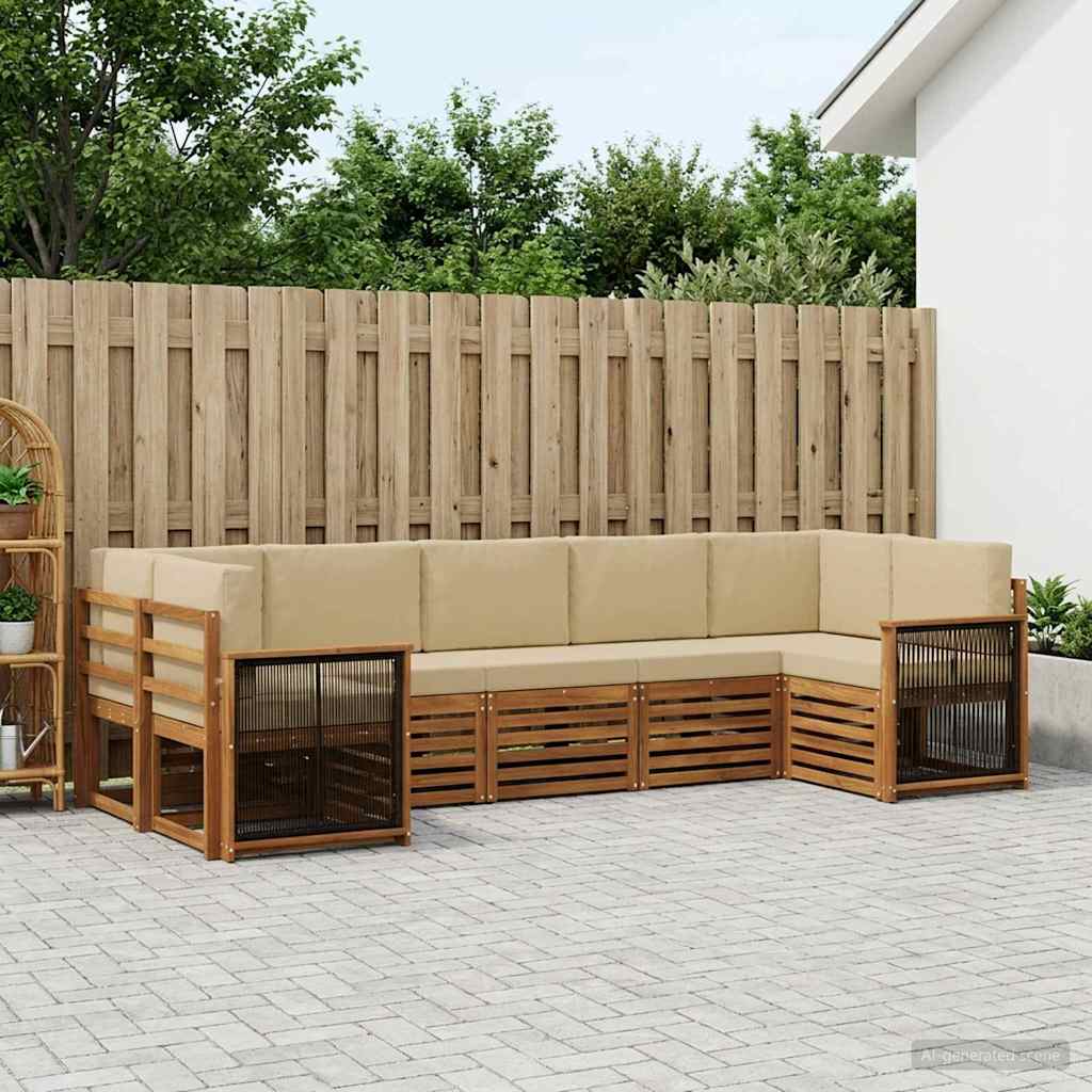 Outdoor-Sofagarnitur 6 stk. Natur