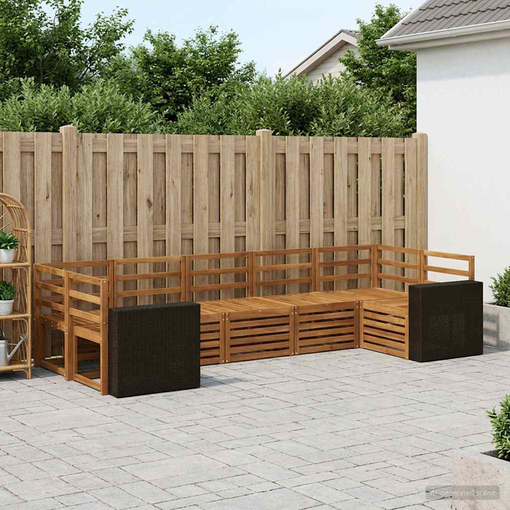 Outdoor-Sofagarnitur 7 stk. Natur Massivholz Akazie