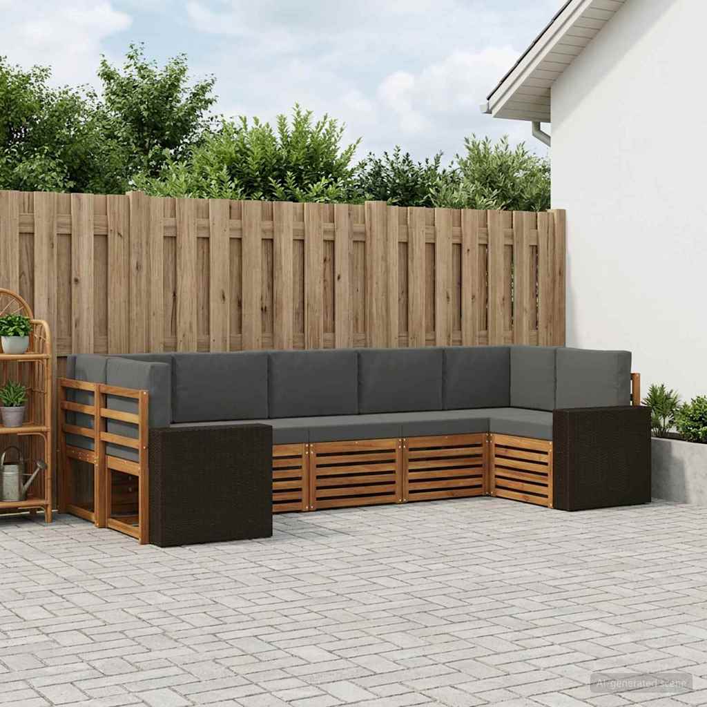 Outdoor-Sofagarnitur 7 stk. Natur und Anthrazit Polyester