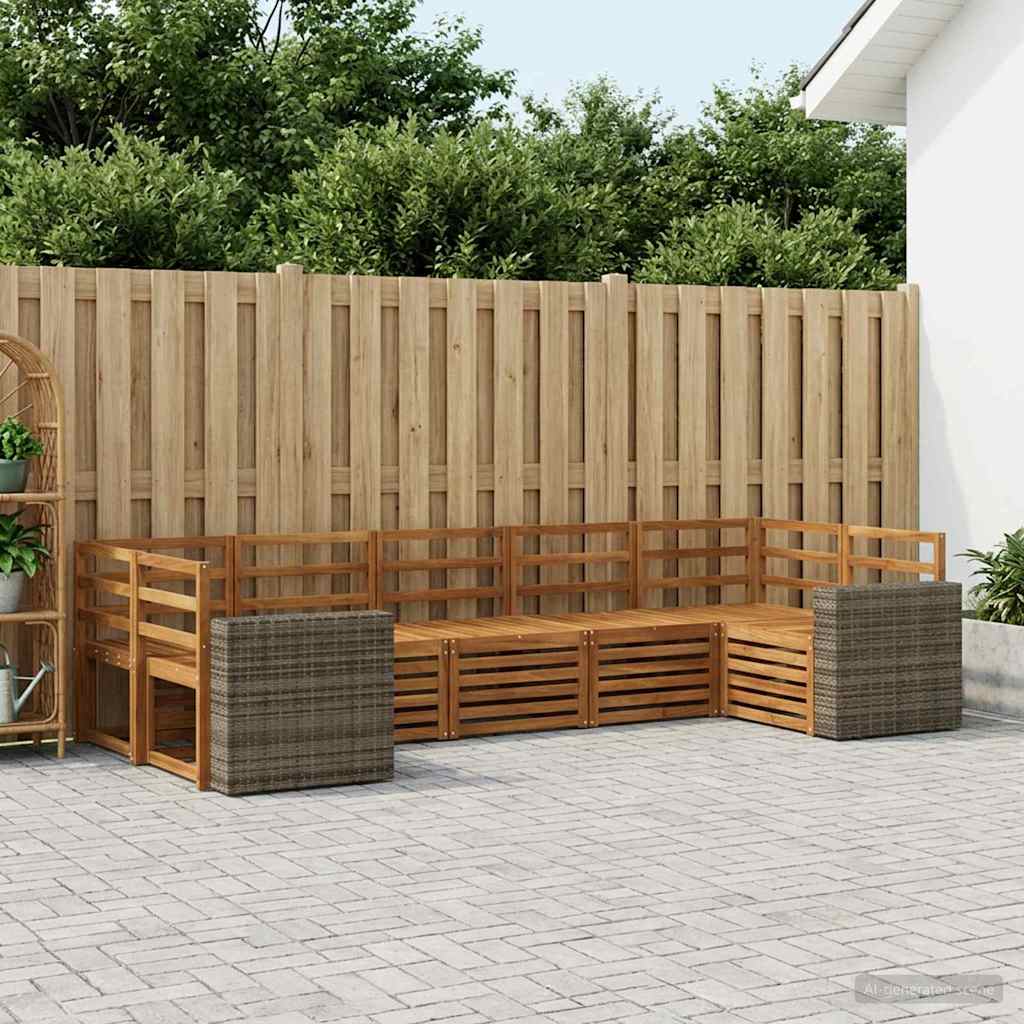 Outdoor-Sofagarnitur 7 stk. Natur Massivholz Akazie