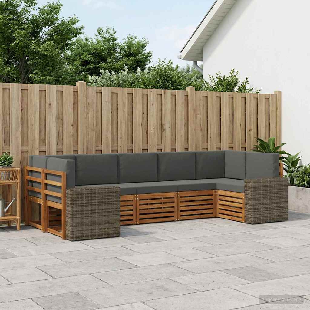 Outdoor-Sofagarnitur 7 stk. Natur und Anthrazit Polyester