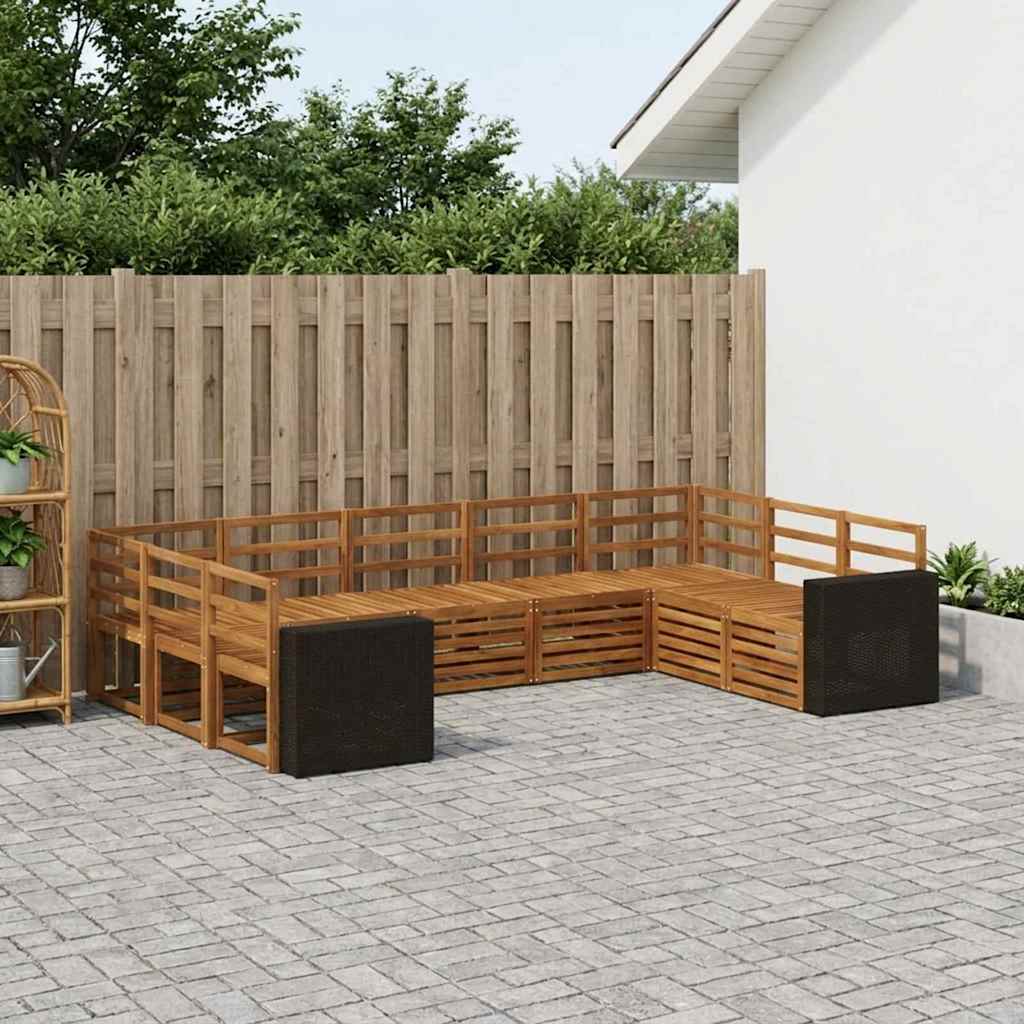 Outdoor-Sofagarnitur 9 stk. Natur Massivholz Akazie