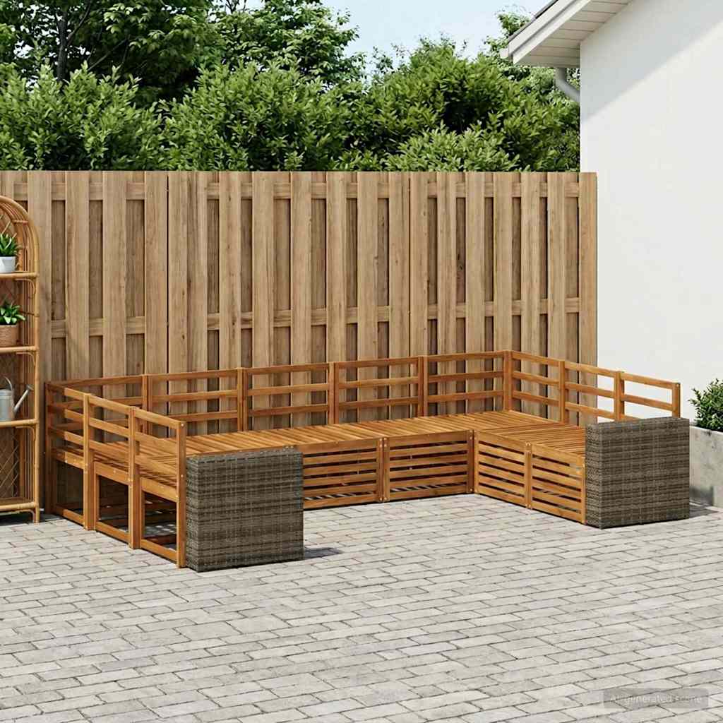 Outdoor-Sofagarnitur 9 stk. Natur Massivholz Akazie