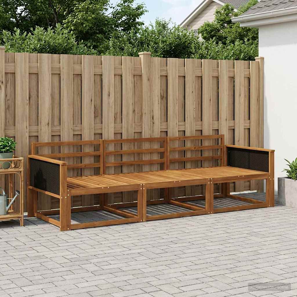 Outdoor-Sofagarnitur 3 stk. Natur Massivholz Akazie
