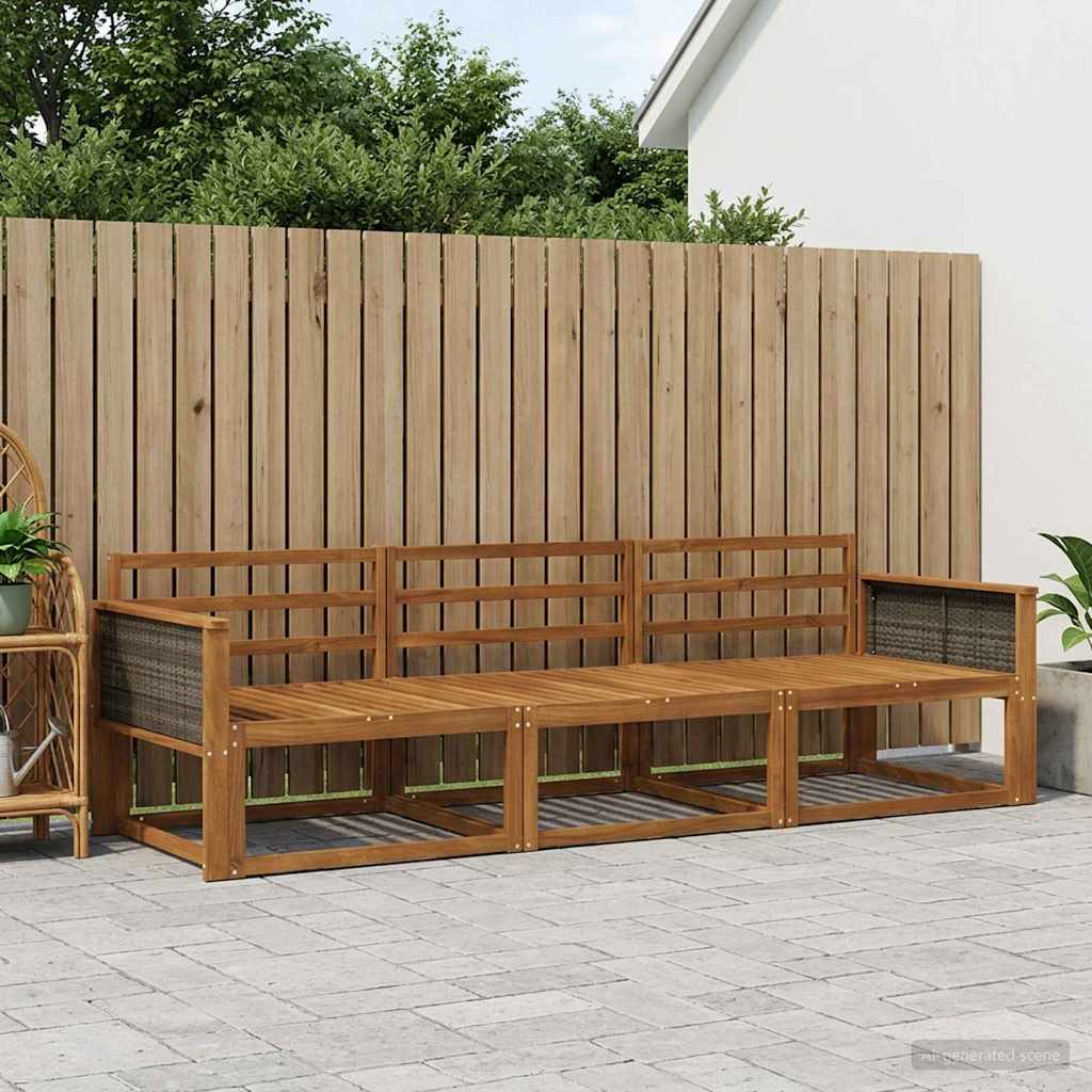 Outdoor-Sofagarnitur 3 stk. Natur Massivholz Akazie