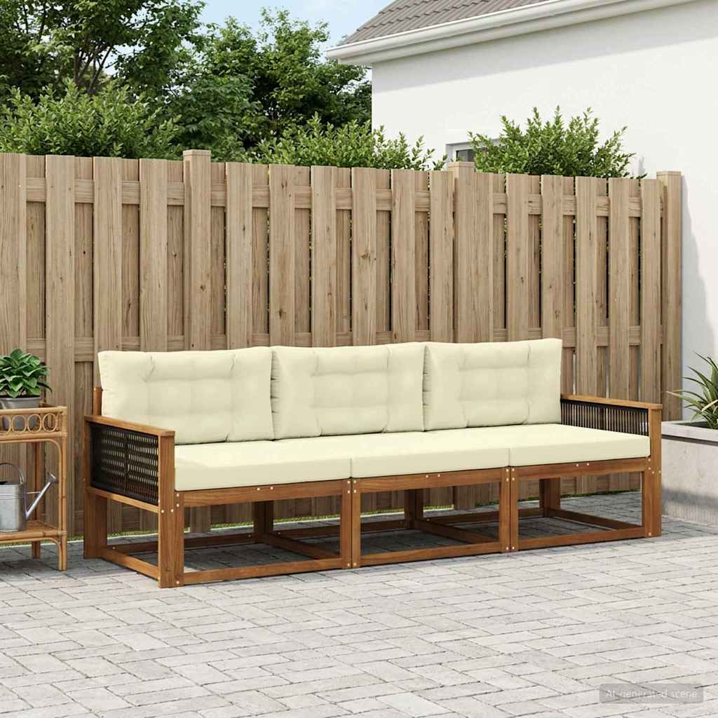 Outdoor-Sofagarnitur 3 stk. Natur und Creme