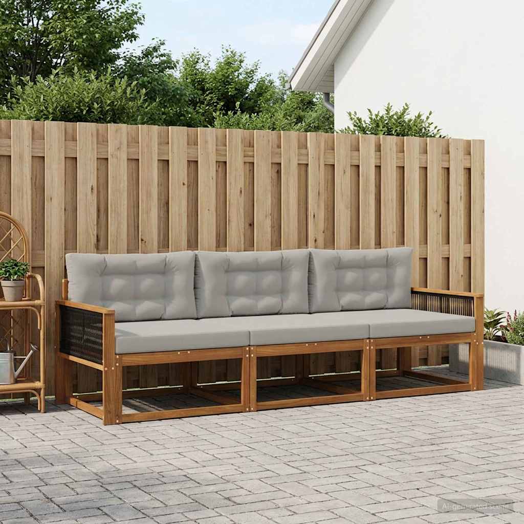 Outdoor-Sofagarnitur 3 stk. Natural and Light grey
