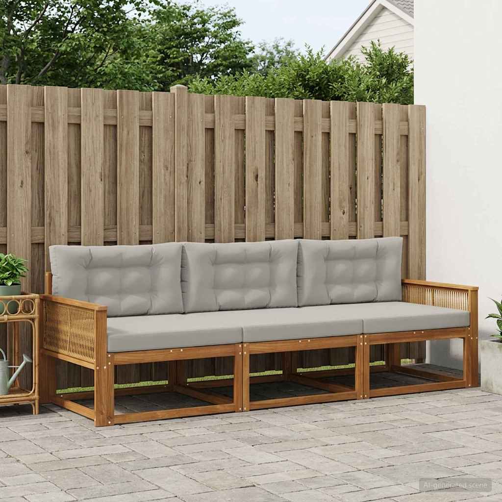 Outdoor-Sofagarnitur 3 stk. Natural and Light grey