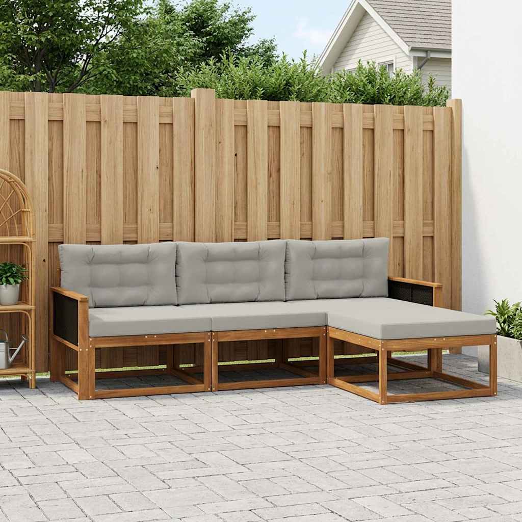 Outdoor-Sofagarnitur 4 stk. Natural and Light grey