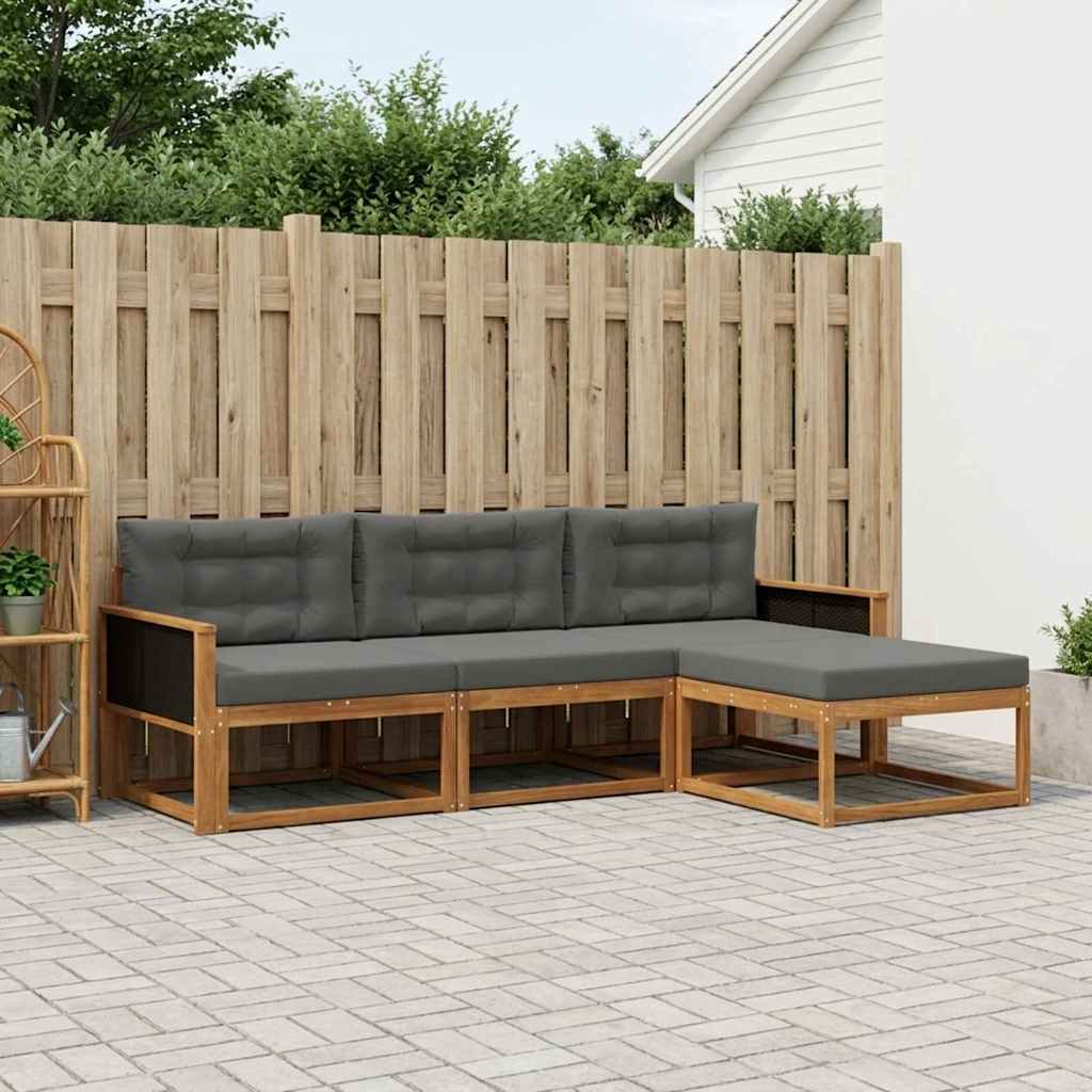Outdoor-Sofagarnitur 4 stk. Natur und Anthrazit