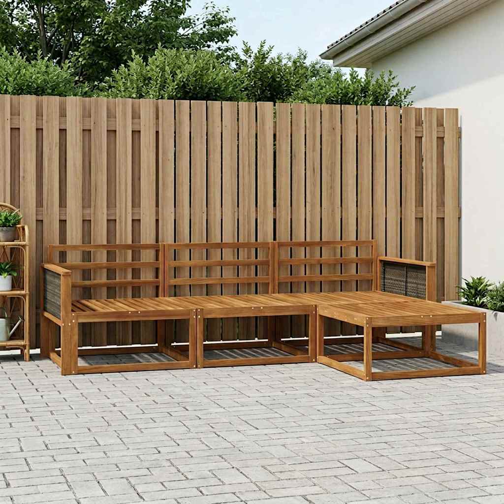 Outdoor-Sofagarnitur 4 stk. Natur Massivholz Akazie