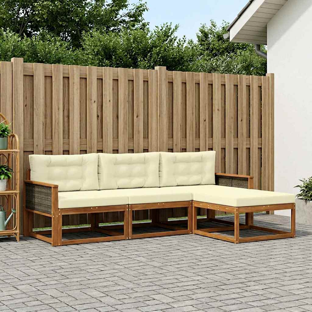 Outdoor-Sofagarnitur 4 stk. Natur und Creme