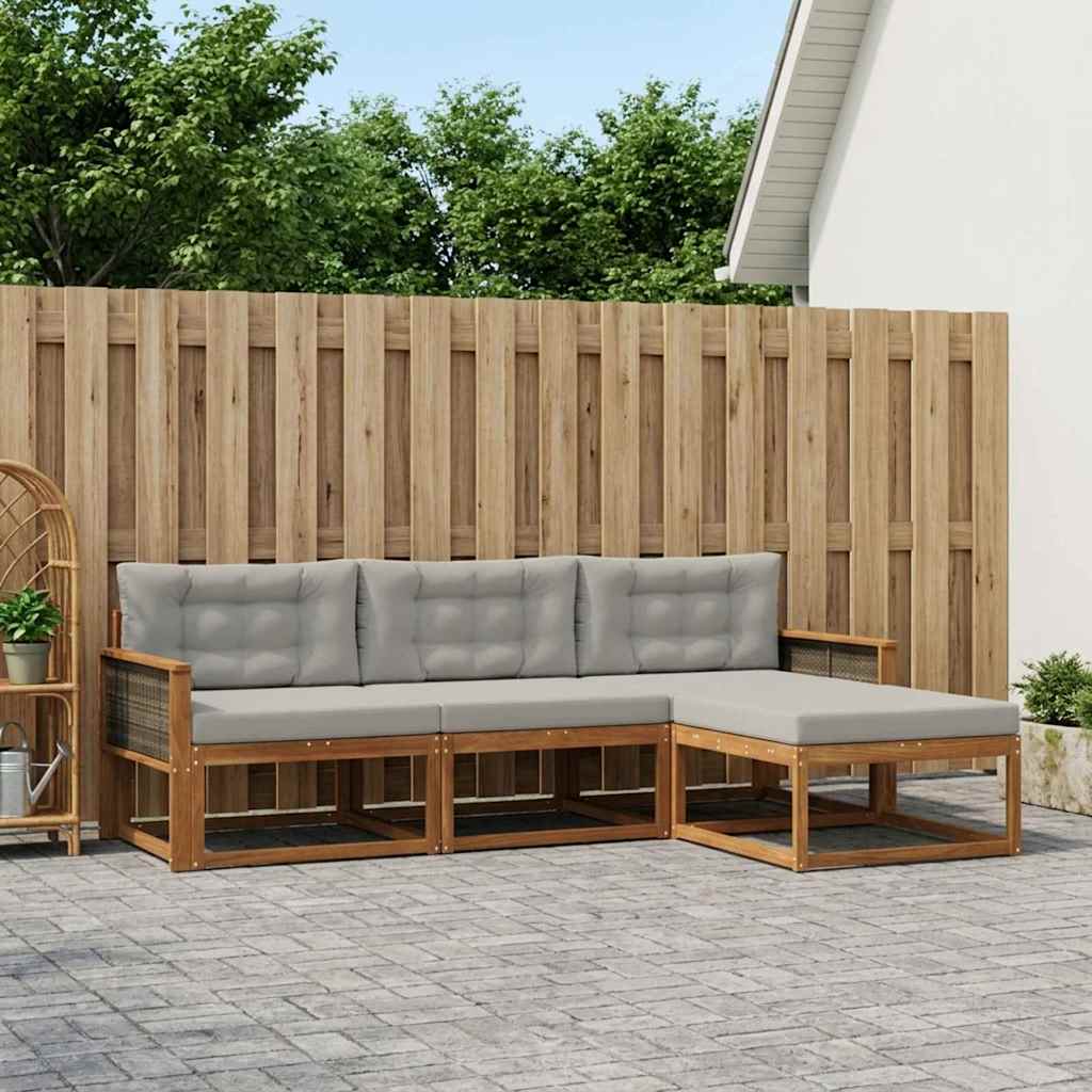 Outdoor-Sofagarnitur 4 stk. Natural and Light grey