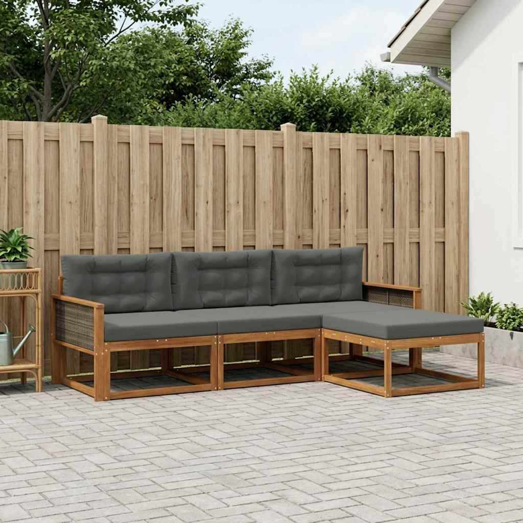 Outdoor-Sofagarnitur 4 stk. Natur und Anthrazit