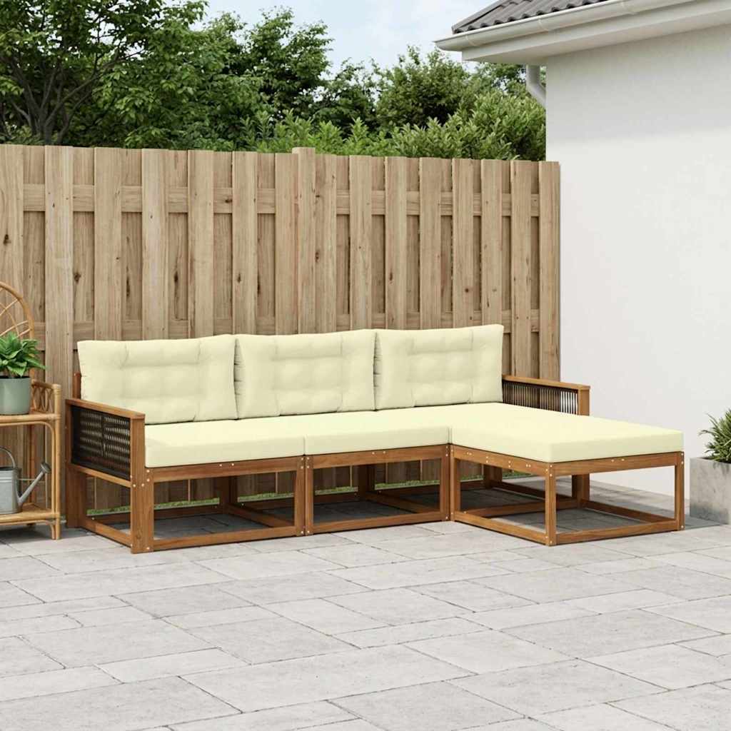 Outdoor-Sofagarnitur 4 stk. Natur und Creme