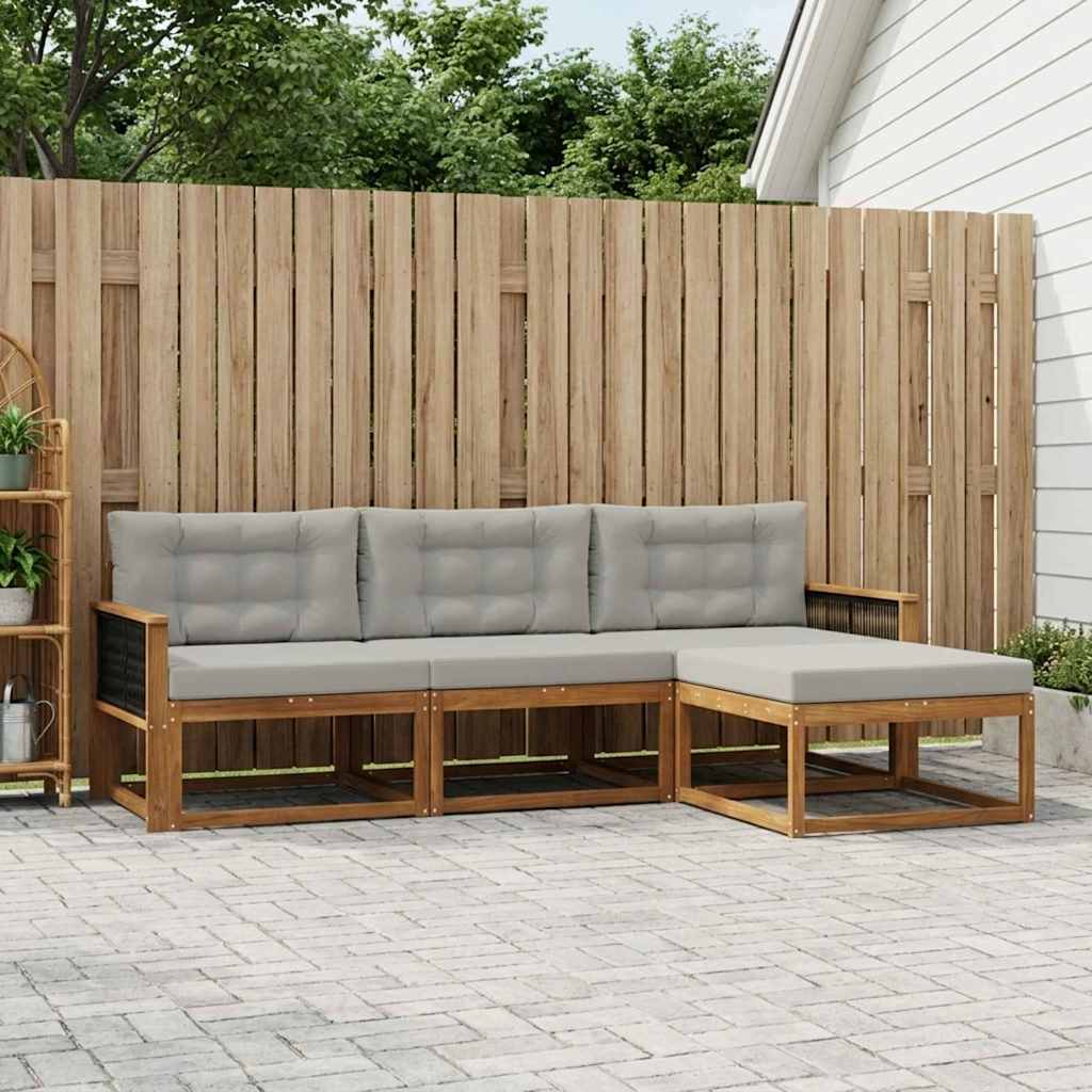 Outdoor-Sofagarnitur 4 stk. Natural and Light grey