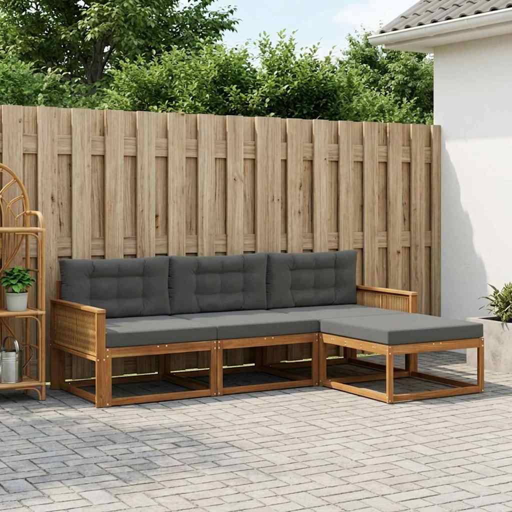 Outdoor-Sofagarnitur 4 stk. Natur und Anthrazit