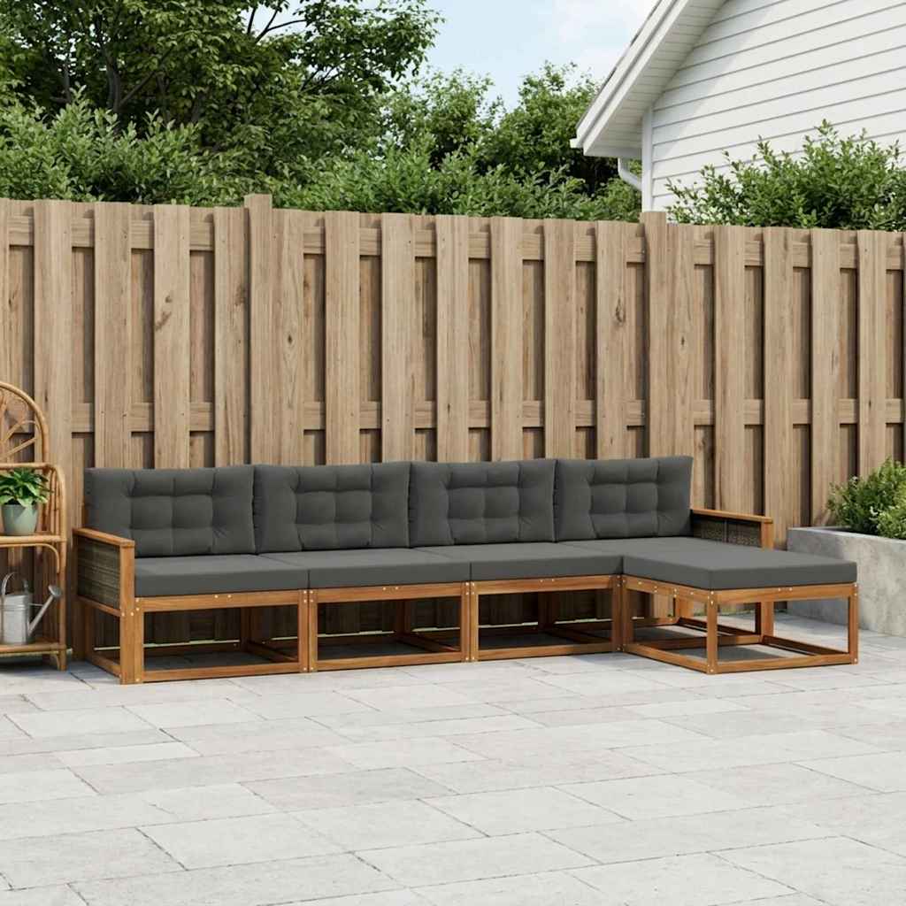 Outdoor-Sofagarnitur 5 stk. Natur und Anthrazit