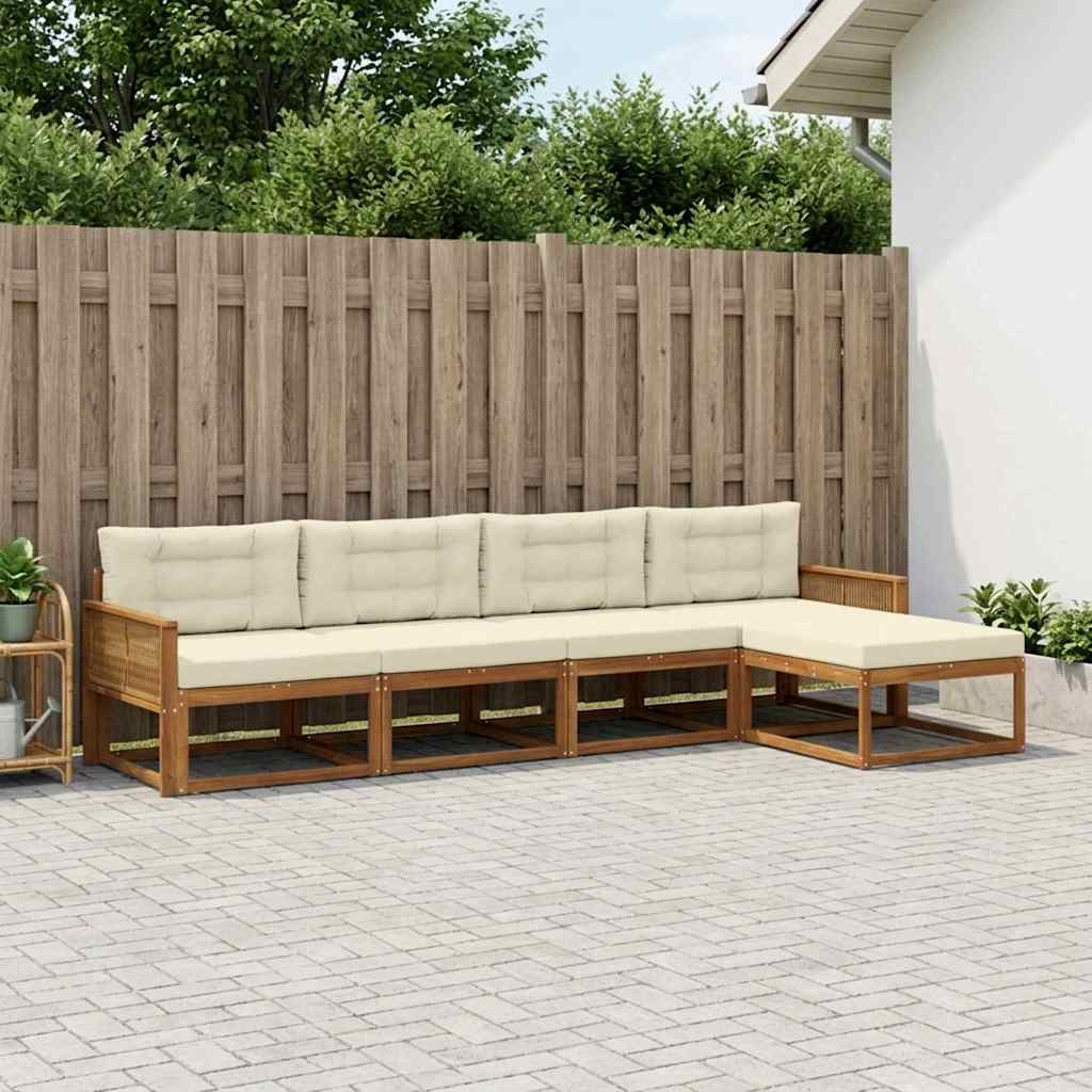 Outdoor-Sofagarnitur 5 stk. Natur und Creme