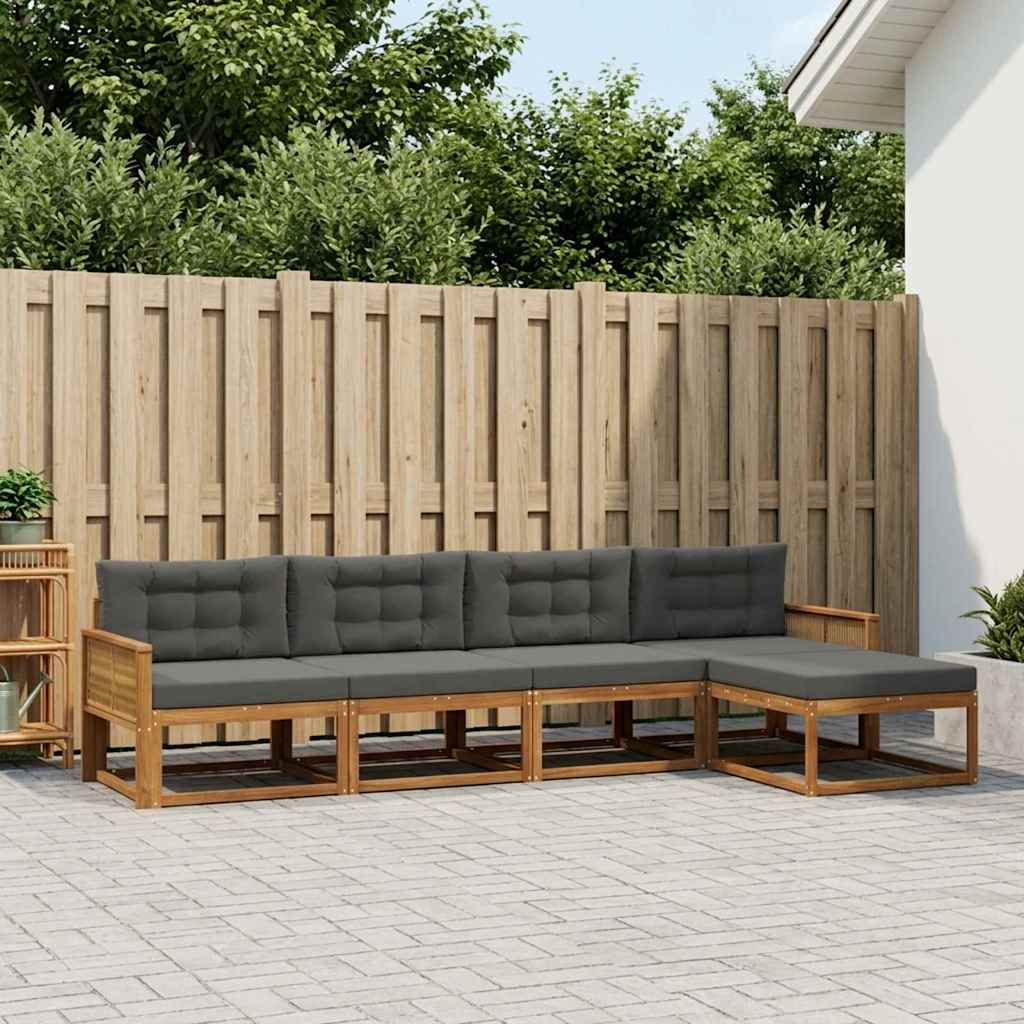 Outdoor-Sofagarnitur 5 stk. Natur und Anthrazit