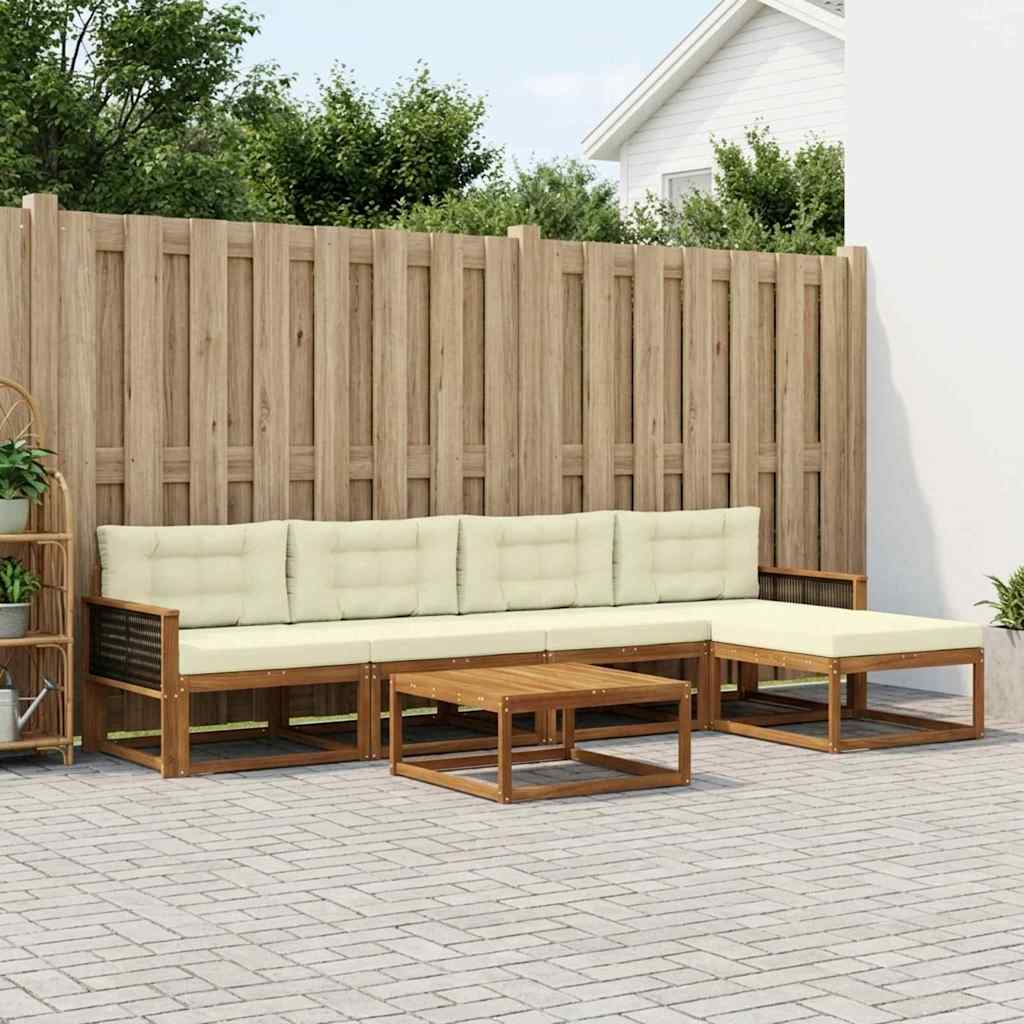 Outdoor-Sofagarnitur 6 stk. Natur und Creme
