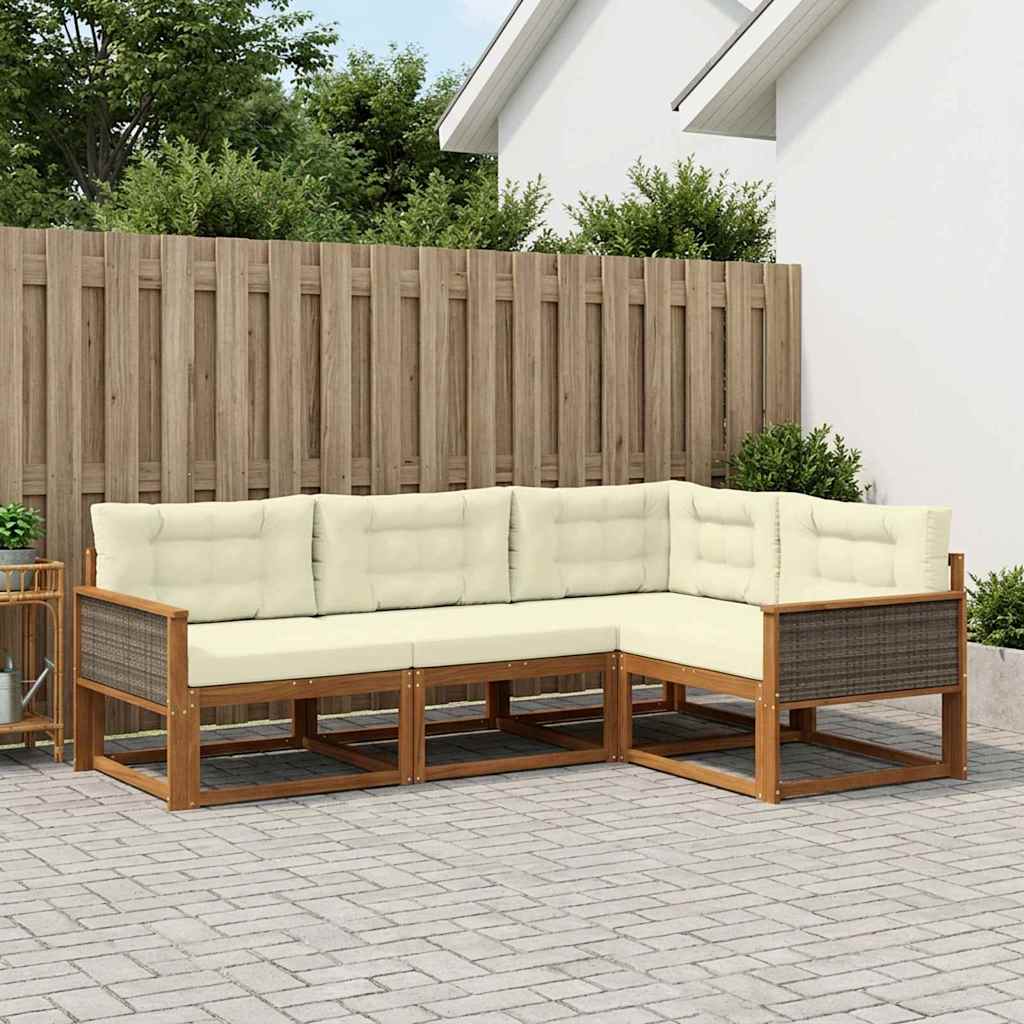 Outdoor-Sofagarnitur 4 stk. Natur und Creme