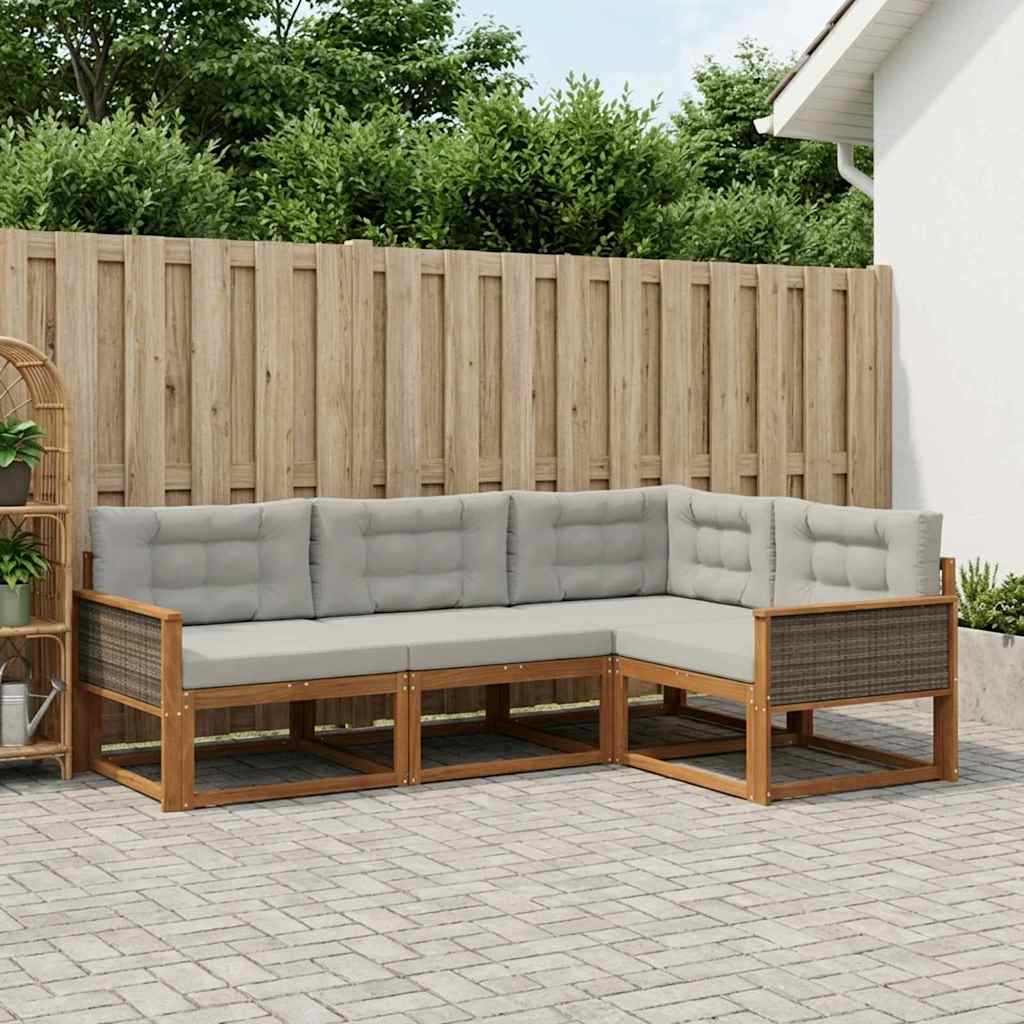 Outdoor-Sofagarnitur 4 stk. Natural and Light grey