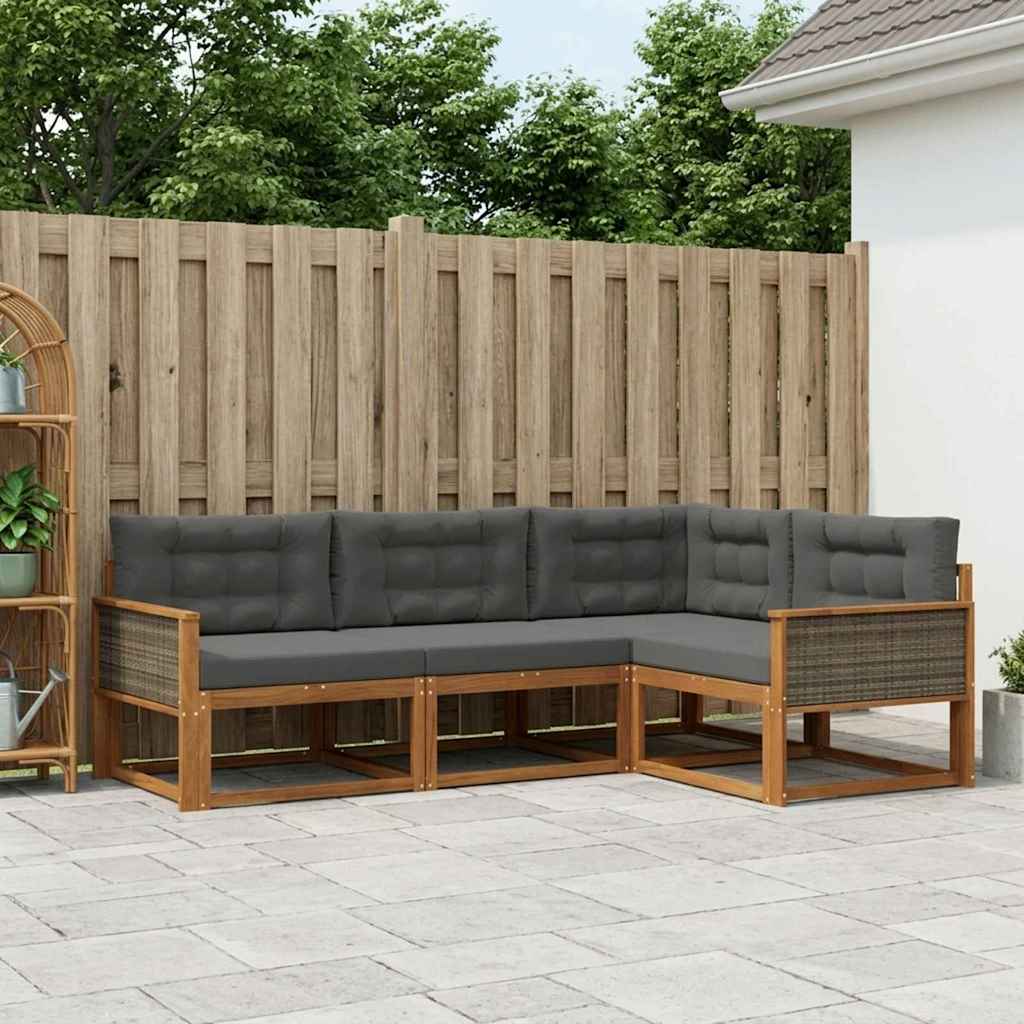Outdoor-Sofagarnitur 4 stk. Natur und Anthrazit