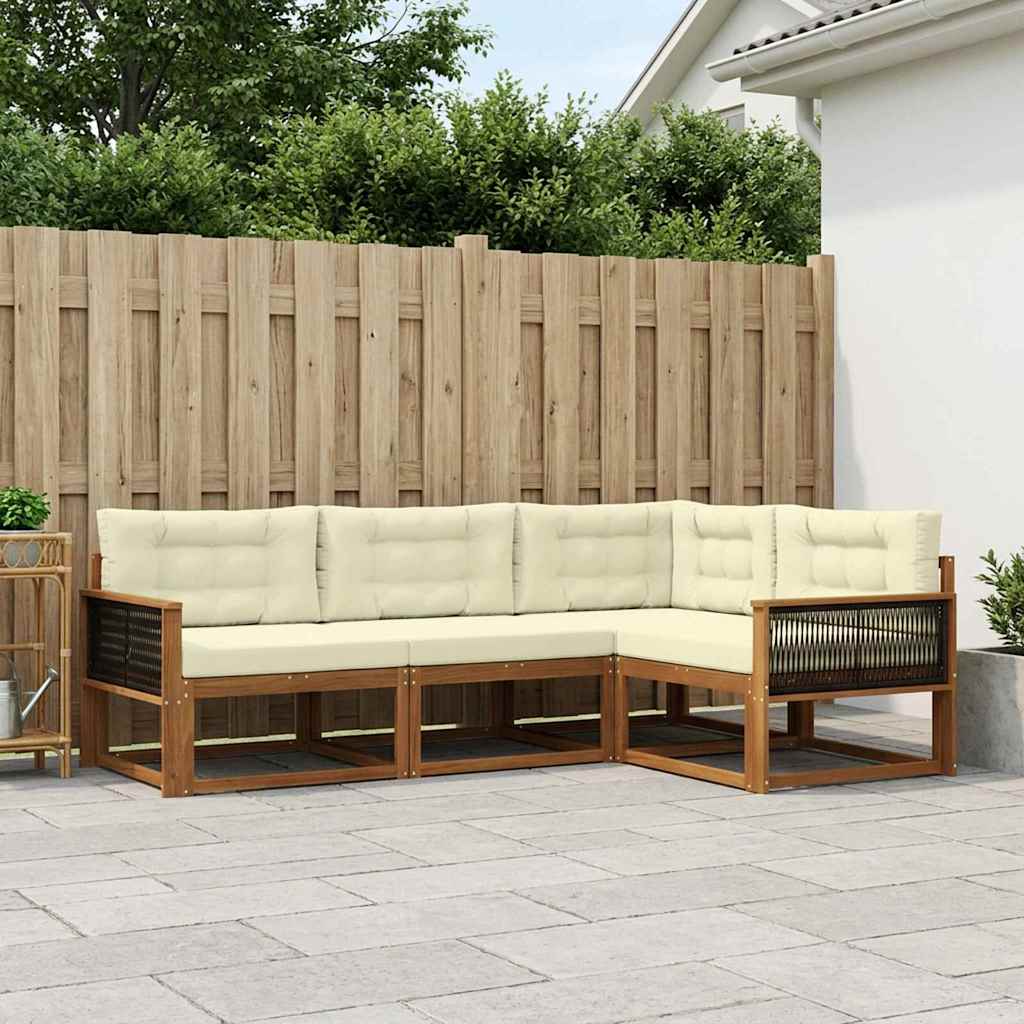 Outdoor-Sofagarnitur 4 stk. Natur und Creme