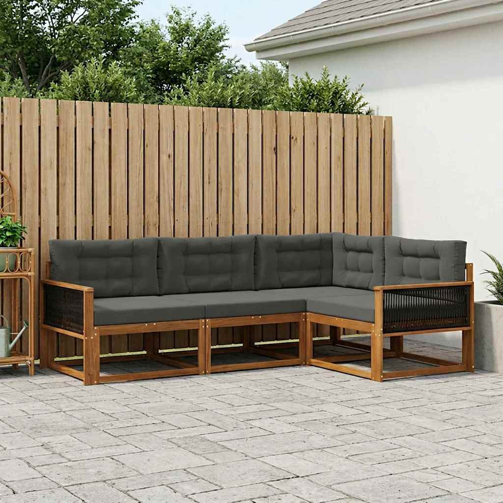Outdoor-Sofagarnitur 4 stk. Natur und Anthrazit