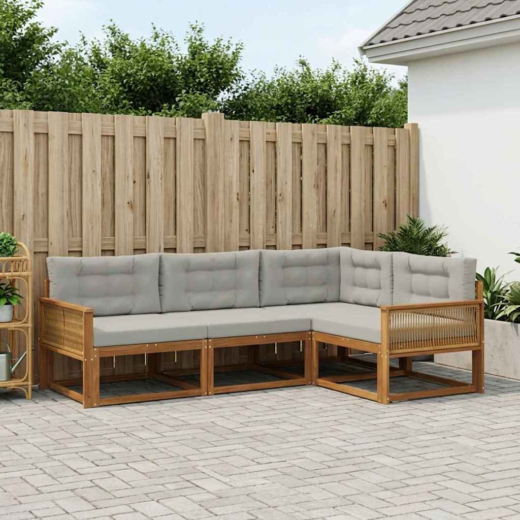 Outdoor-Sofagarnitur 4 stk. Natural and Light grey