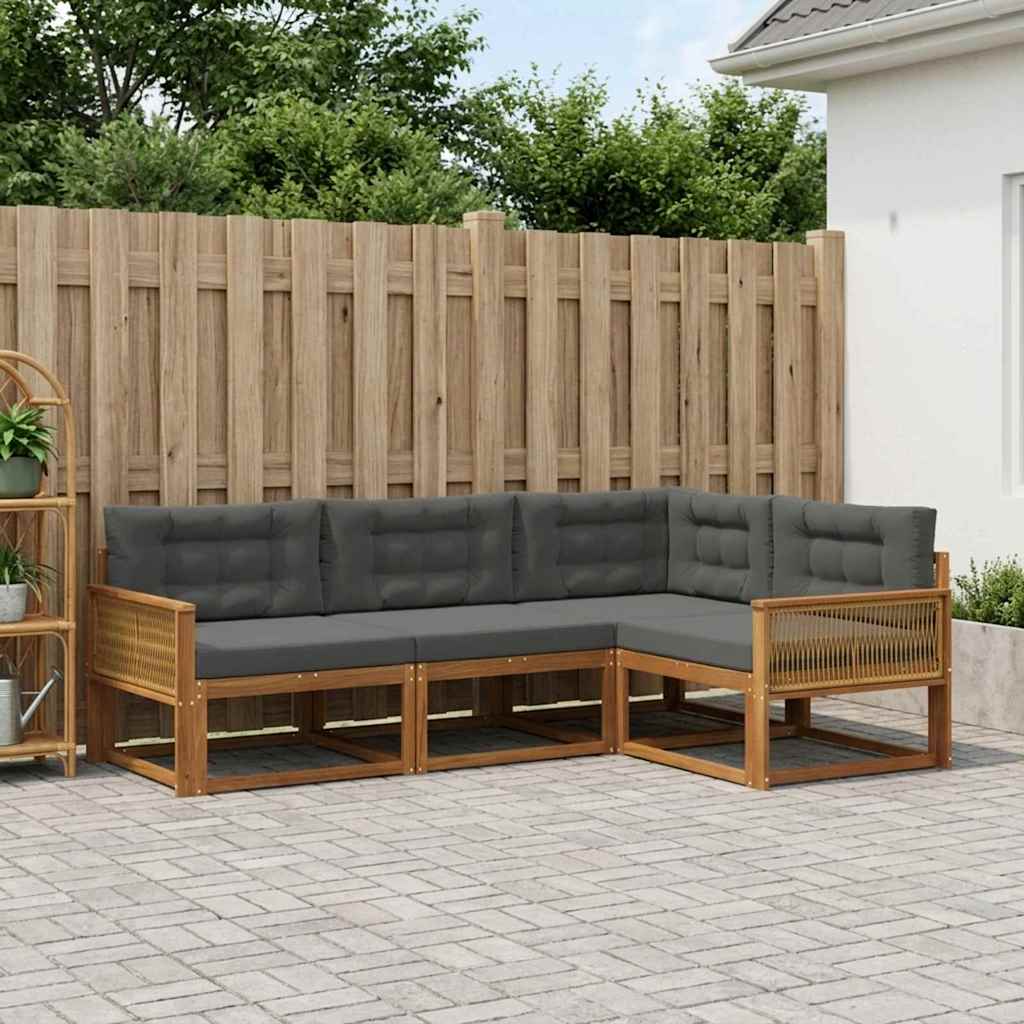 Outdoor-Sofagarnitur 4 stk. Natur und Anthrazit