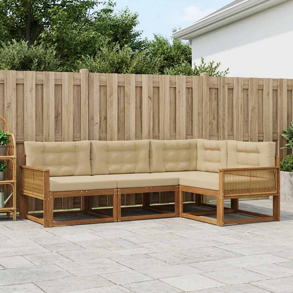 Outdoor-Sofagarnitur 4 stk. Natur und Beige