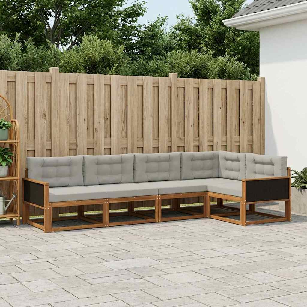Outdoor-Sofagarnitur 5 stk. Natur und Hellgrau