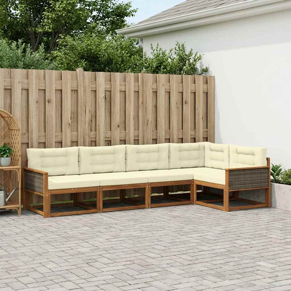 Outdoor-Sofagarnitur 5 stk. Natur und Creme