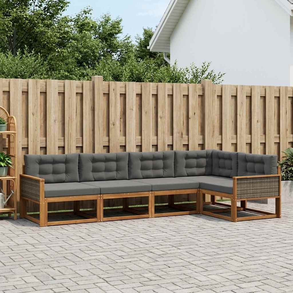 Outdoor-Sofagarnitur 5 stk. Natur und Anthrazit