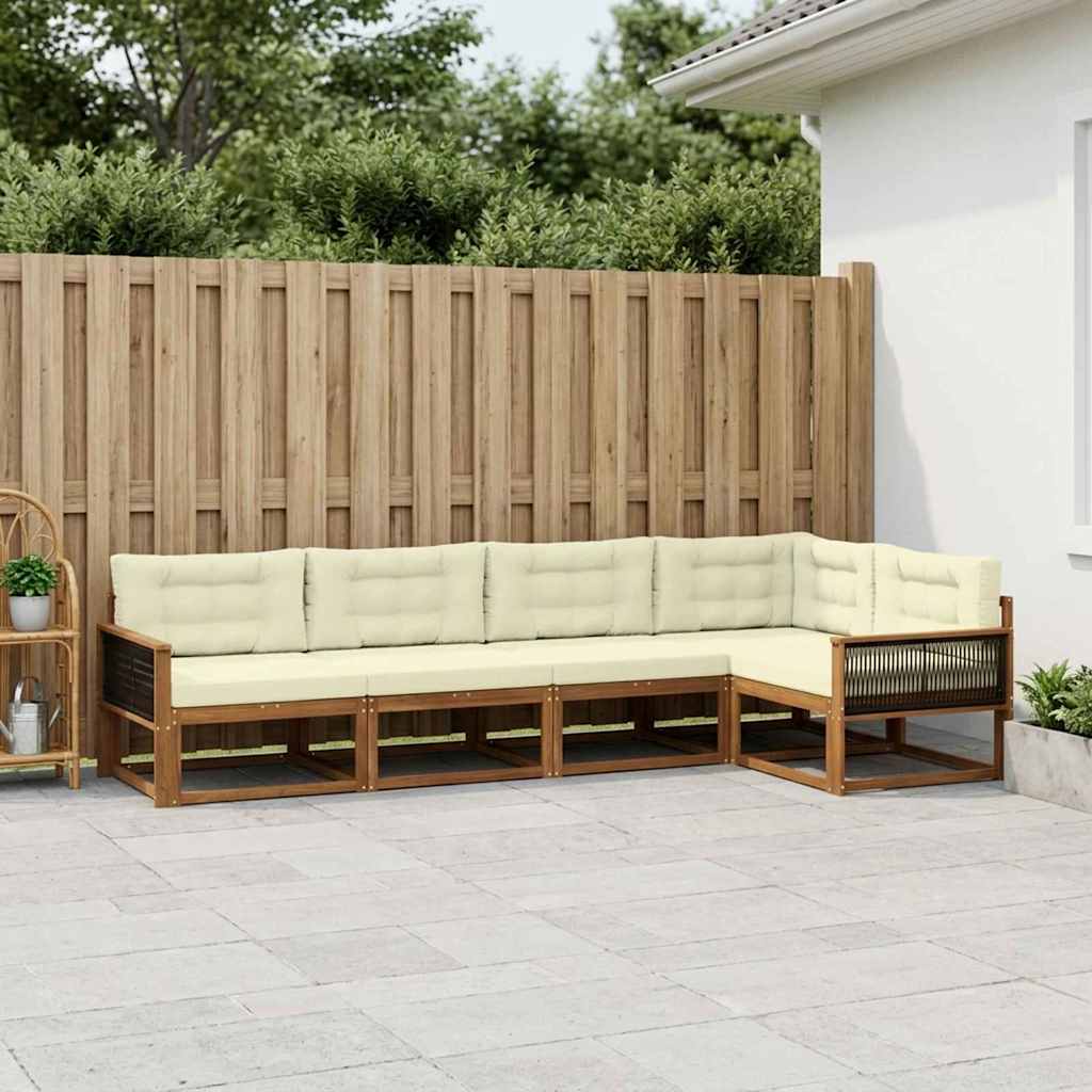 Outdoor-Sofagarnitur 5 stk. Natur und Creme