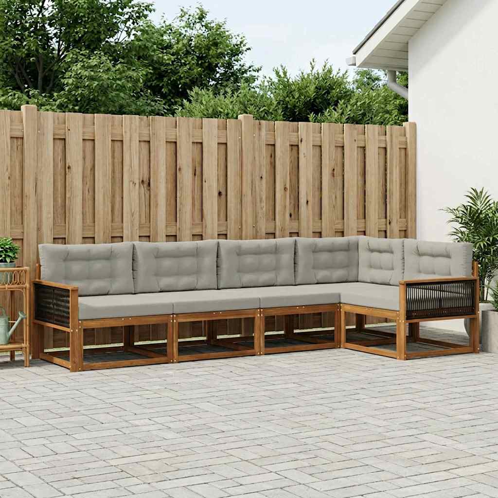 Outdoor-Sofagarnitur 5 stk. Natur und Hellgrau