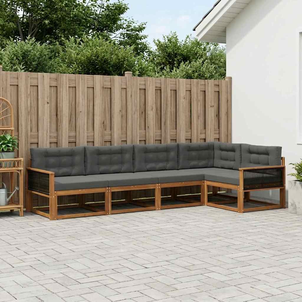 Outdoor-Sofagarnitur 5 stk. Natur und Anthrazit
